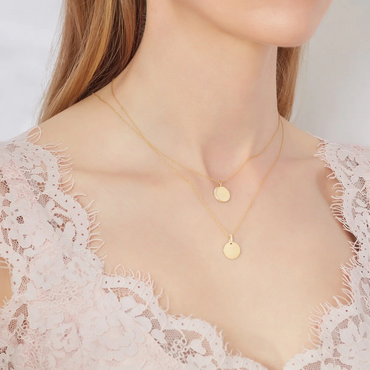 9ct Yellow Gold Solid 12 mm Engravable Disk Necklace