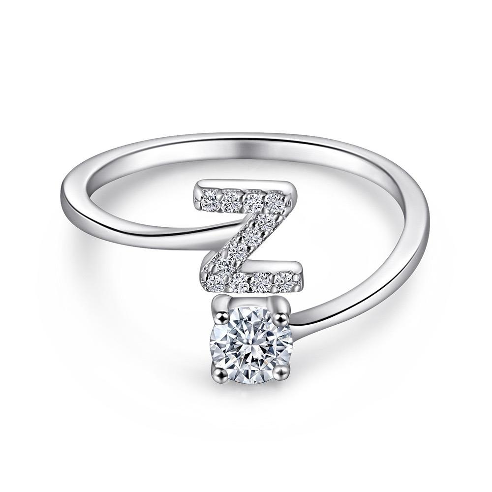Sterling Silver Alphabet Initital Adjustable Ring