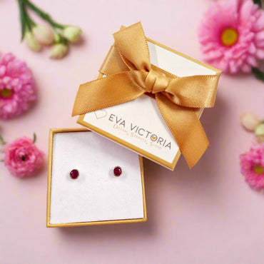 July Birthstone Sterling Silver Stud Earrings