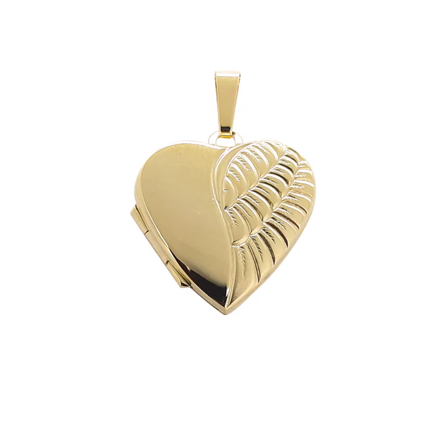 9ct Yellow Gold Angel Wing Heart Photo Locket