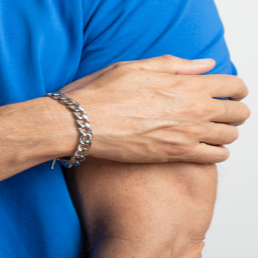 Lotus Style Stainless Steel Curb Chain Bracelet