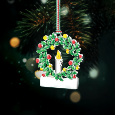 Engravable Wreath with Candle Christmas Tree Decoration by Newbridge