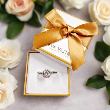 Ladies Sterling Silver Cubic Zirconia Halo Ring with Eternity Band