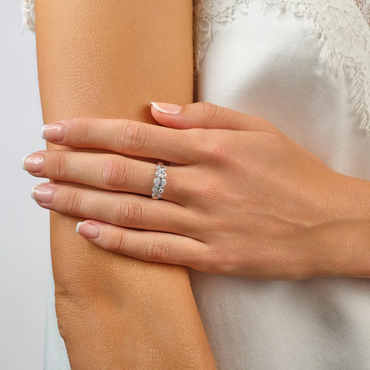 Sterling Silver 5 Cubic Zirconias Ring