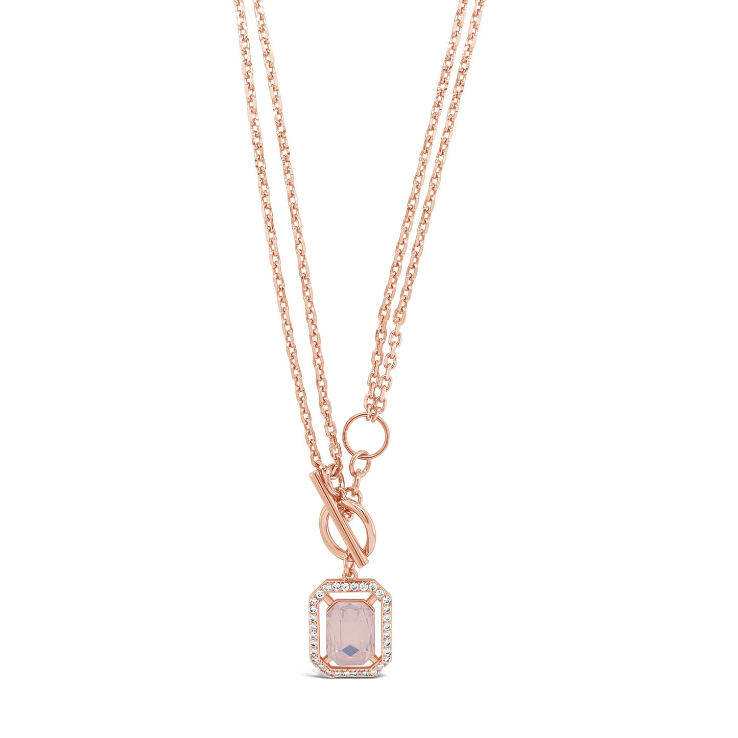 Absolute Jewellery 2-Way Chain With Halo & T-Bar Clasp Rose Gold Necklace