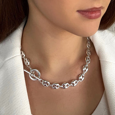 Absolute Jewellery 18" Coffee Bean T-Bar Necklace