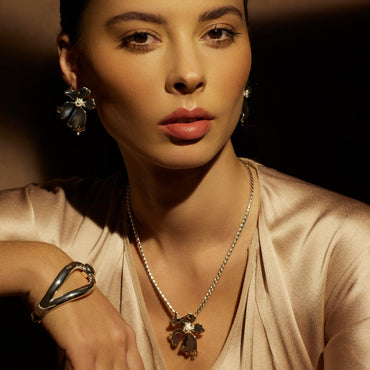 Absolute Jewellery Flower Statement Pendant on Rope Chain