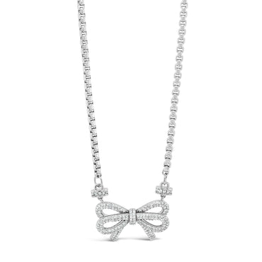 silver statement bow necklace on chunky chain - eva victoria ireland
