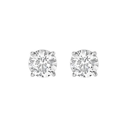Solitaire Sterling Silver Stud Earrings