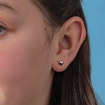 Solid Heart Sterling Silver Stud Earrings