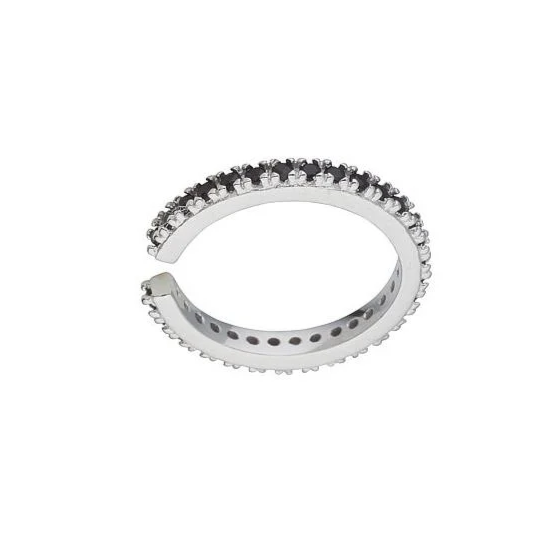 Black Cubic Zirconia Ear Cuff in Gold or Silver