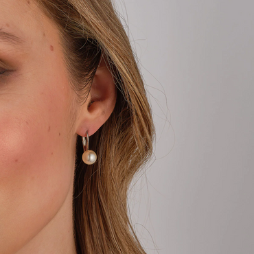 Freshwater Pearl Simple Drop Earrings in Silver or Gold