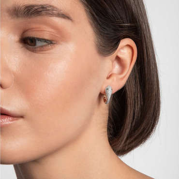 Cubic Zirconia Snake Huggies Earrings 18ct Gold Sterling Silver