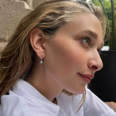 18ct Gold Plated Tri Colour Clover Drop Sterling Silver Earrings