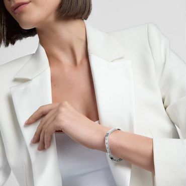 Sterling Silver CZ Rectangle Bangle