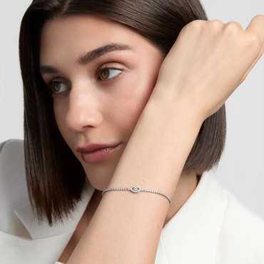Sterling Silver Evil Eye Tennis Bracelet