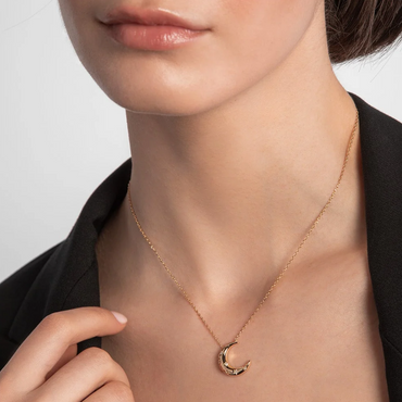18ct Gold Plated Cubic Zirconia Moon Necklace