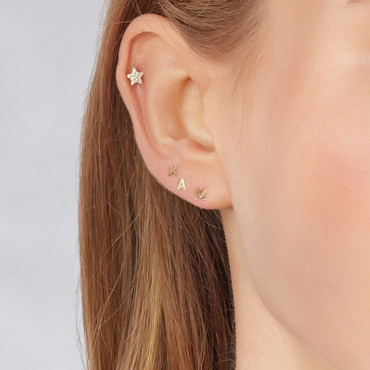 9ct Gold Cubic Zirconia Star Flatback Ear Piercing
