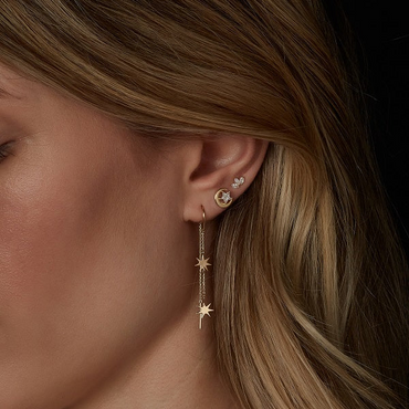 9ct Gold Marquis Lotus Flat Back Ear Piercing