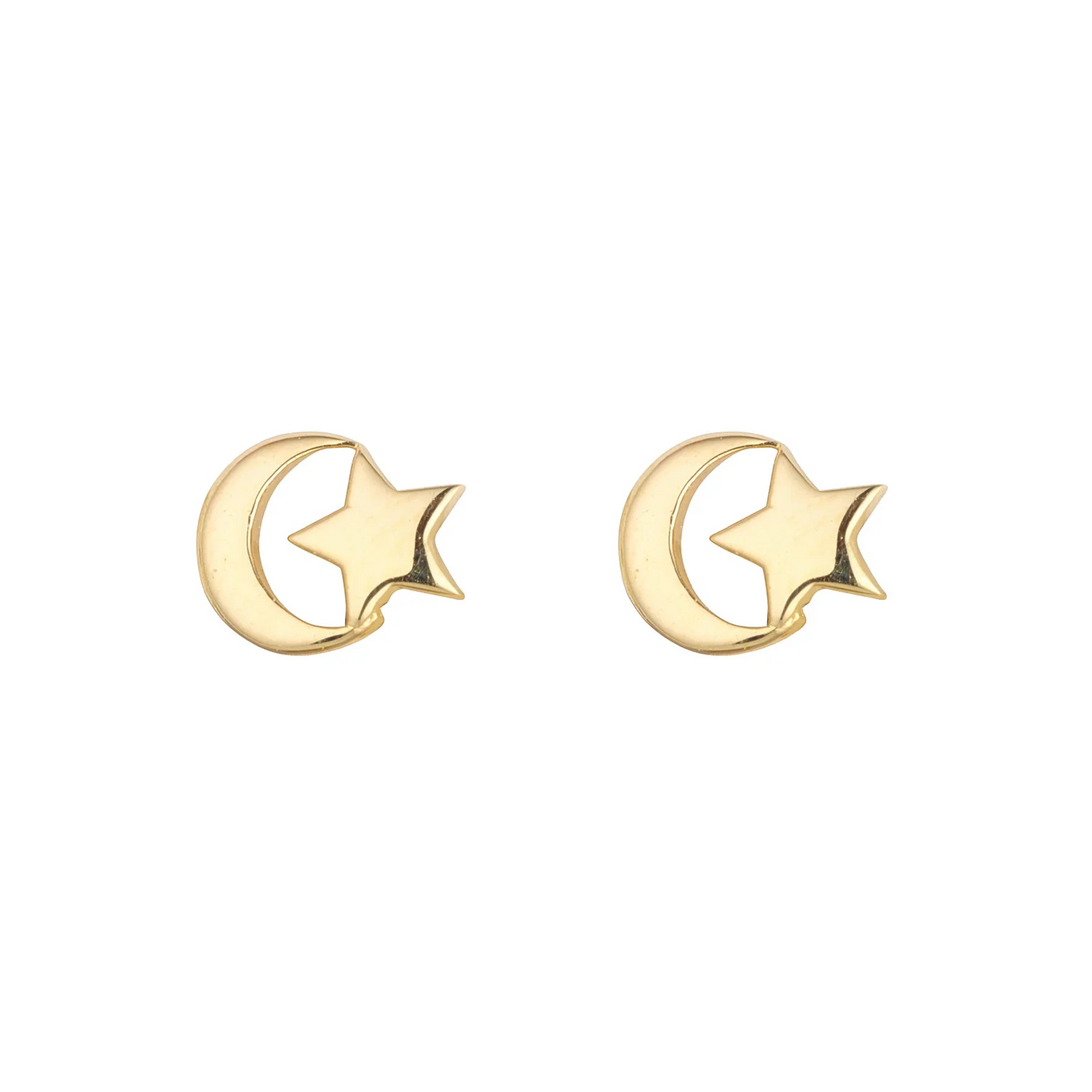 9ct Yellow Gold Moon & Star Stud Earring