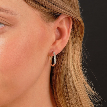 9ct Gold Cubic Zirconia 20mm Huggie Earrings