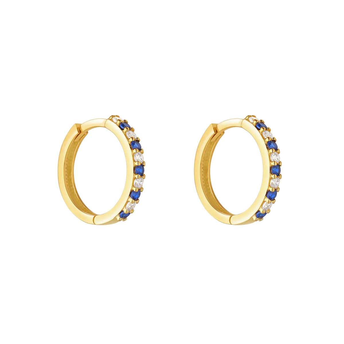 9ct Gold 14mm Sapphire Hoop Earrings