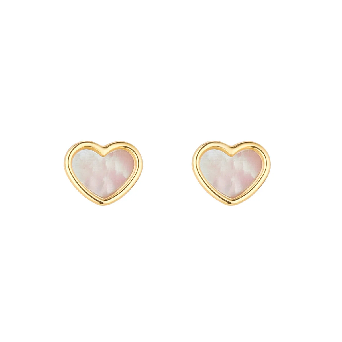 9ct Gold Mother of Pearl Heart Stud Earrings 5mm