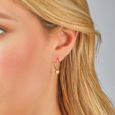 9ct Yellow Gold Heart Drop Huggies Diamond Earrings