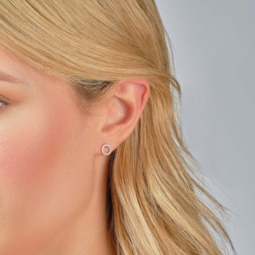 9ct Gold Diamond Cluster 0,12ct Open Circle Stud Earrings