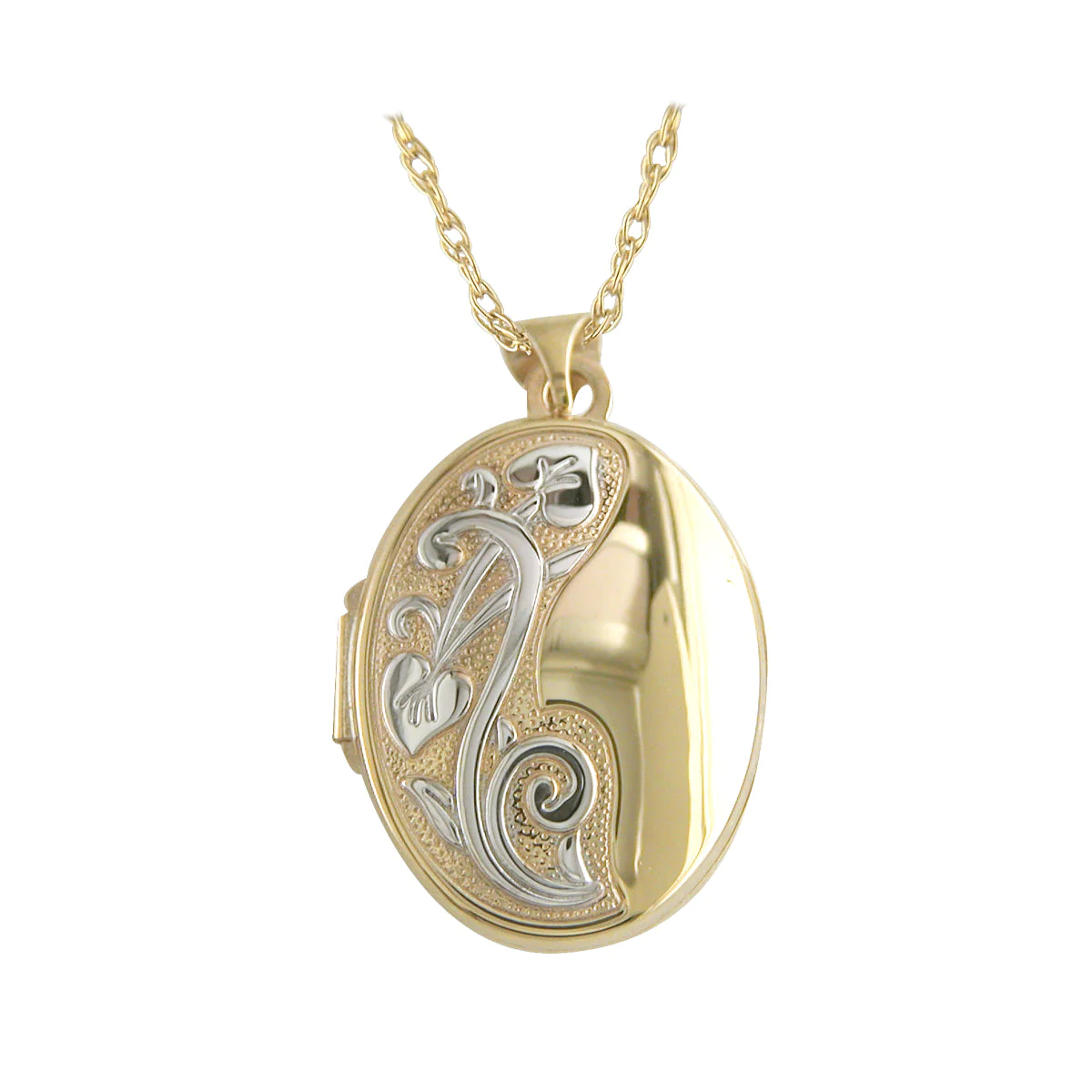 9ct Yellow & White Gold Oval Floral Photo Locket
