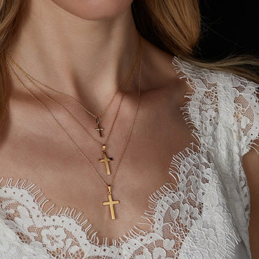 9ct Yellow Gold Solid Cross Pendant