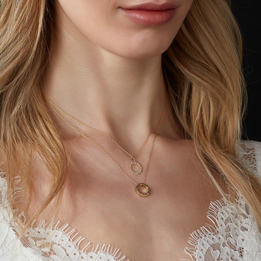 9ct Yellow Gold Cubic Screw Set Open Circle Pendant