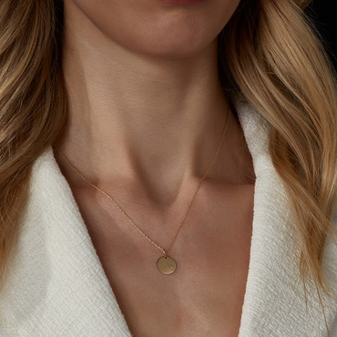 9ct Yellow Gold Solid 12mm Diamond Set Engravable Disk Pendant