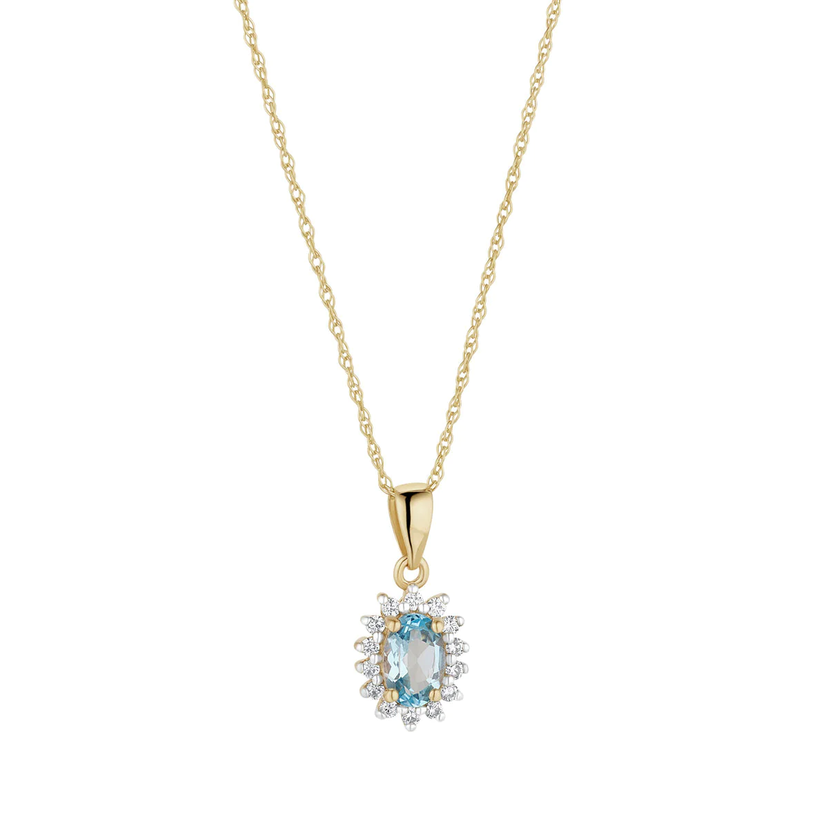 9ct Gold Blue Topaz Oval Pendant