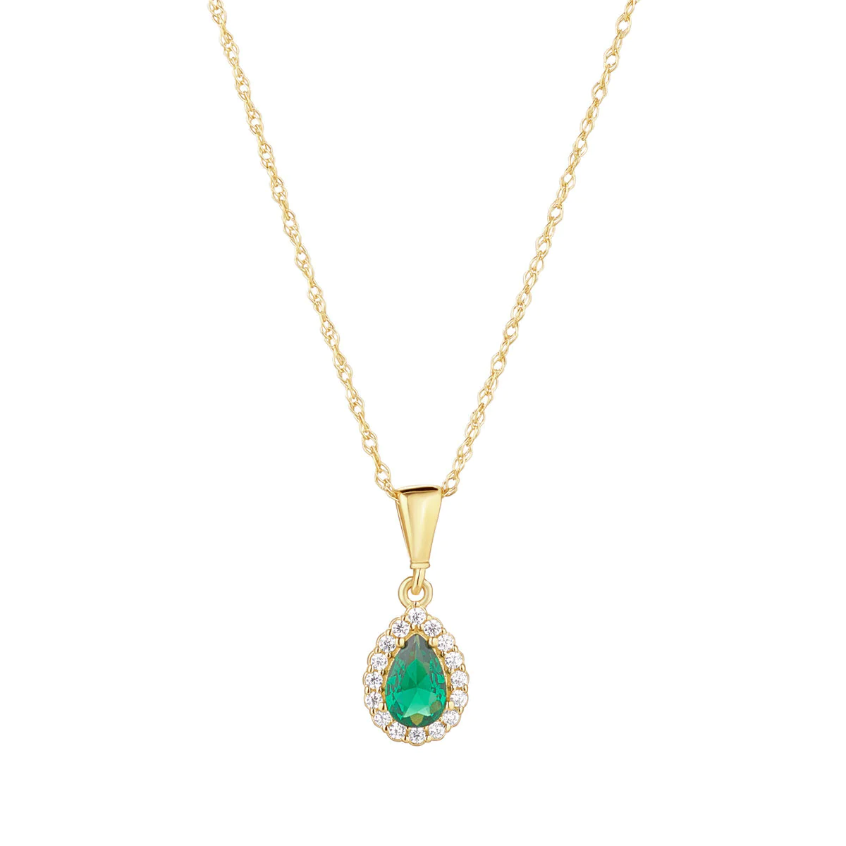9ct Gold Emerald Classic Teardrop Pendant