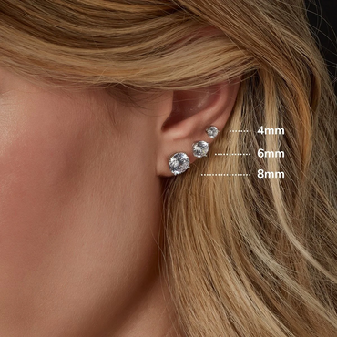 Solitaire Sterling Silver Stud Earrings