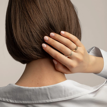 9ct Yellow Gold Double Row CZ Wishbone Ring