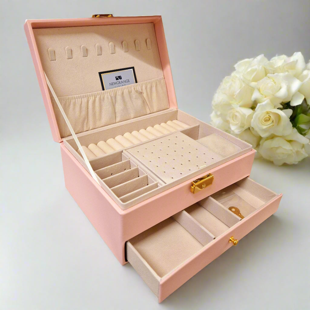 Open pink jewelry box with compartments for children - Eva Victoria Ireland