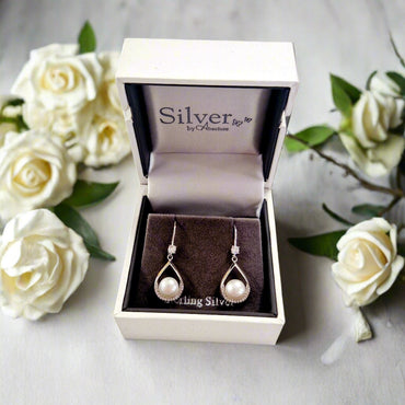 Pearl Collection Teardrop Sterling Silver Hook Earrings