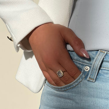 Absolute Jewellery Crystal Halo Gold Ring