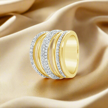 Absolute Jewellery Pave Statement Gold Ring