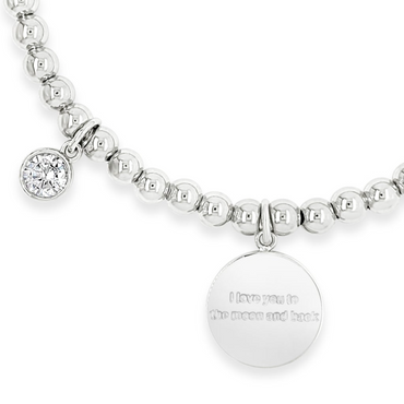 I Love You To The Moon And Back Stacking Sterling Silver Bracelet