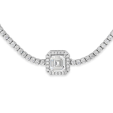 Sterling Silver Tennis Bracelet with Squared Centre Stone