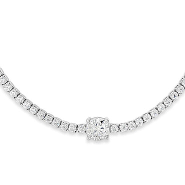 Tennis Style with Round Centre Stone Sterling Silver Bracelet