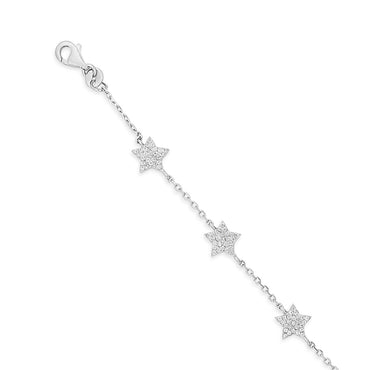 Five Shiny Stars Sterling Silver Chain Bracelet