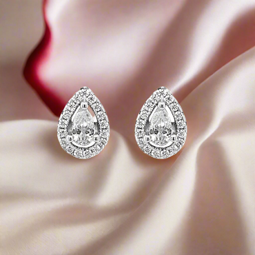Classic Teardrop Cubic Zirconia Sterling Silver Studs