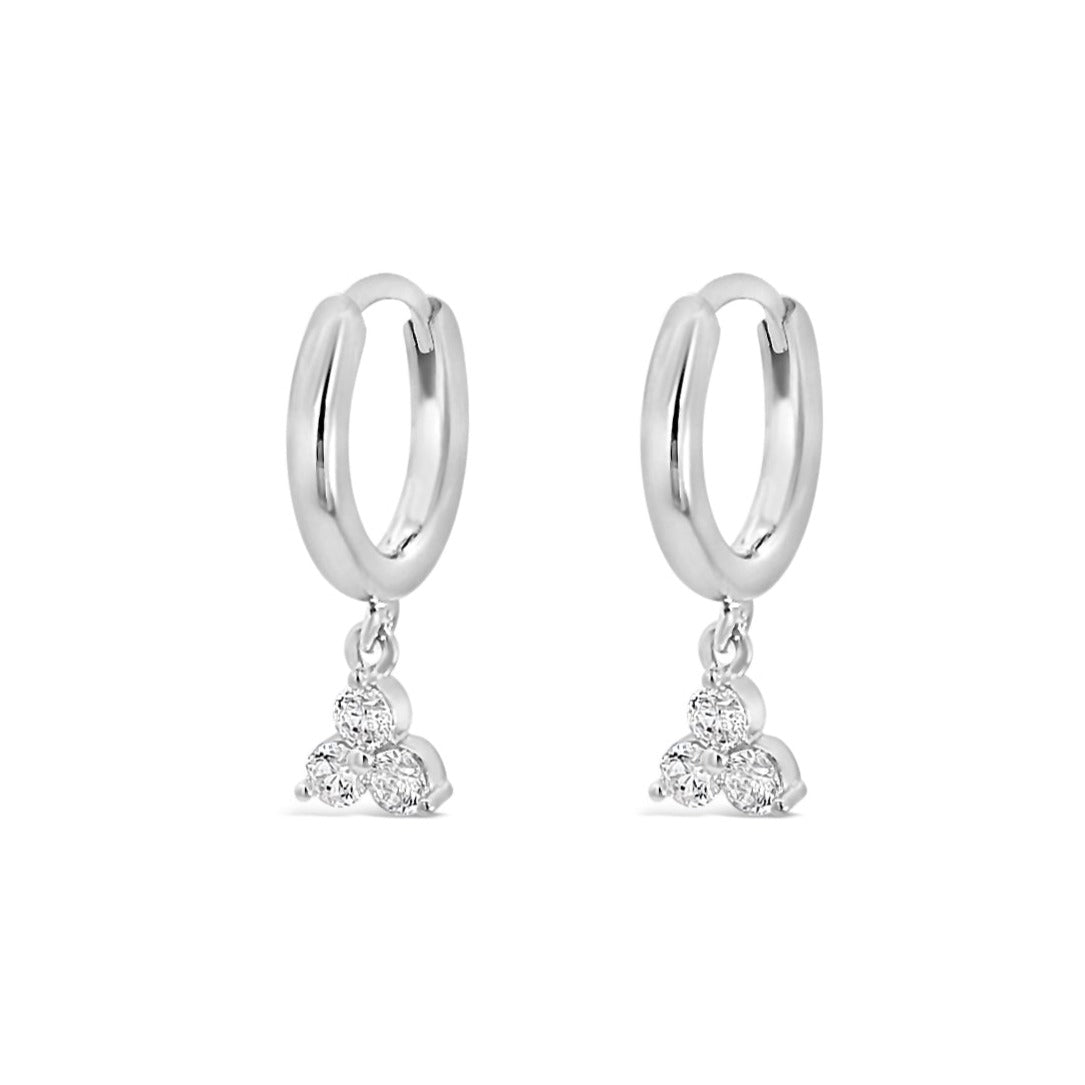 Small Sterling Silver Hoops with Sparkling Charm