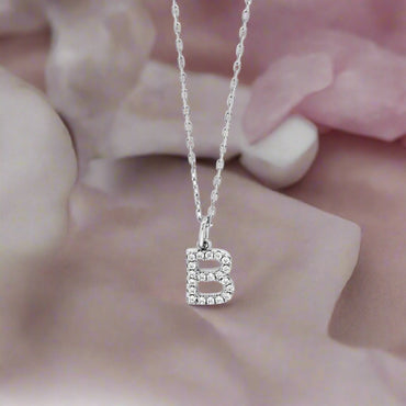 B - Initial Letter Sterling Silver Necklace