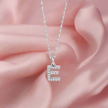 E - Initial E Necklace Sterling Silver Pendant
