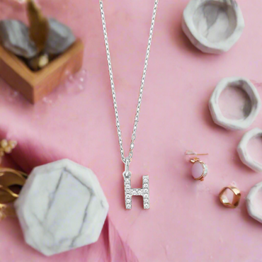 H - Initial H Necklace Sterling Silver Pendant